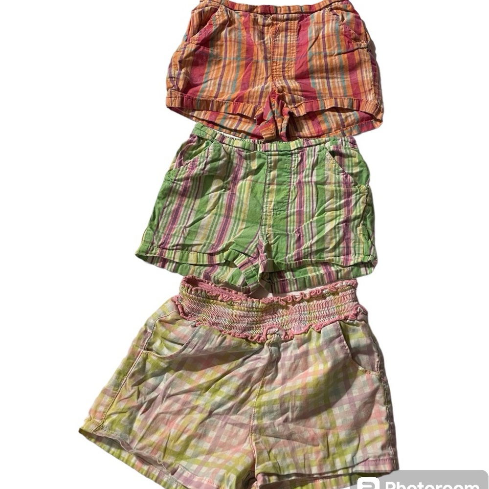 3/$12 3T Shorts Girls Lot Checkered Striped Garanimals Smocked Pockets lot of 3